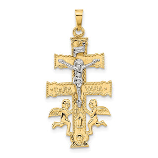 14k Yellow and White Gold Cara Vaca Crucifix Pendant XR282