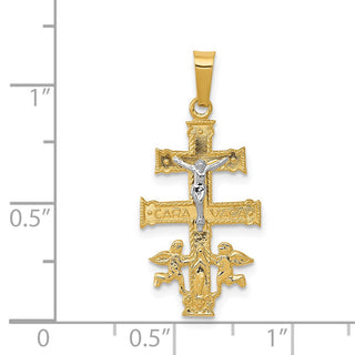 14k Yellow and White Gold Cara Vaca Crucifix Pendant XR284