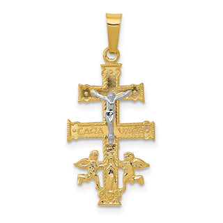 14k Yellow and White Gold Cara Vaca Crucifix Pendant XR284