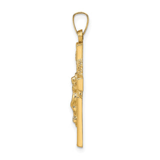 14k Yellow Gold Inri Hollow Crucifix Pendant XR287