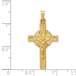 14k Yellow Gold Inri Hollow Crucifix Pendant XR287