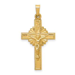 14k Yellow Gold Inri Hollow Crucifix Pendant XR287