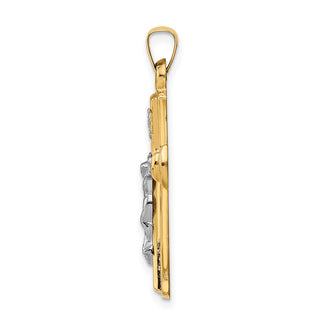 14k Yellow and White Gold Inri Hollow Latin Crucifix Pendant XR290