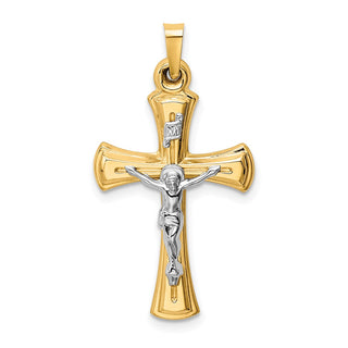 14k Yellow and White Gold Inri Hollow Latin Crucifix Pendant XR290