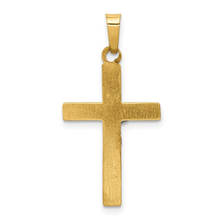 14k Yellow and White Gold Inri Hollow Latin Crucifix Pendant XR293