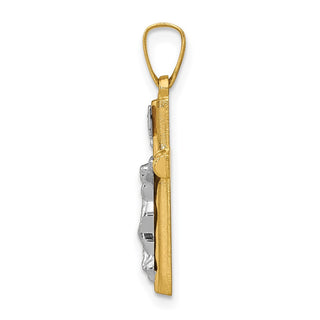 14k Yellow and White Gold Inri Hollow Latin Crucifix Pendant XR295