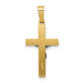 14k Yellow and White Gold Inri Hollow Latin Crucifix Pendant XR295