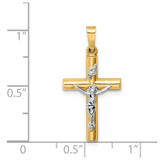 14k Yellow and White Gold Inri Latin Crucifix Pendant XR296