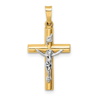 14k Yellow and White Gold Inri Latin Crucifix Pendant XR296