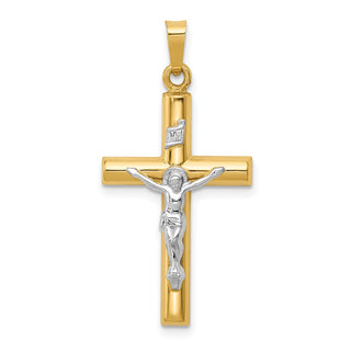 14k Yellow and White Gold Inri Hollow Latin Crucifix Pendant XR297