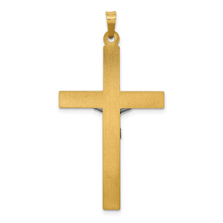 14k Yellow and White Gold Inri Hollow Latin Crucifix Pendant XR299