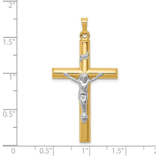 14k Yellow and White Gold Inri Hollow Latin Crucifix Pendant XR299