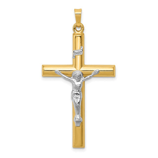 14k Yellow and White Gold Inri Hollow Latin Crucifix Pendant XR299