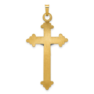 14k Yellow and White Gold Inri Hollow Fleur De Lis Crucifix Pendant