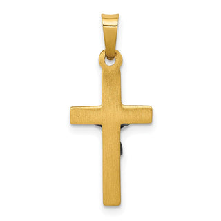 14k Yellow and White Gold Inri Hollow Latin Crucifix Pendant XR308