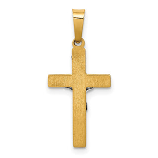 14k Yellow and White Gold Inri Hollow Latin Crucifix Pendant XR309