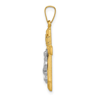 14k Yellow and White Gold Inri Hollow Latin Crucifix Pendant XR310