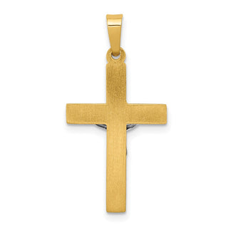 14k Yellow and White Gold Inri Hollow Latin Crucifix Pendant XR310