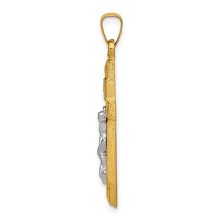14k Yellow and White Gold Inri Hollow Latin Crucifix Pendant XR311