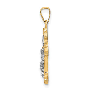 14k Yellow and White Gold Inri Hollow Budded Crucifix Pendant