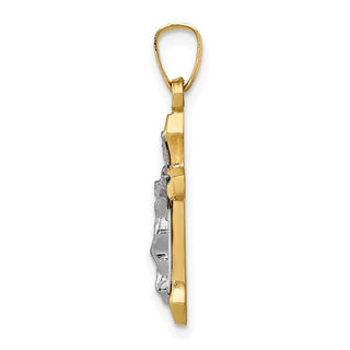 14k Yellow and White Gold Inri Hollow Latin Crucifix Pendant XR314