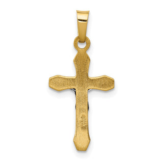 14k Yellow and White Gold Inri Hollow Latin Crucifix Pendant XR314