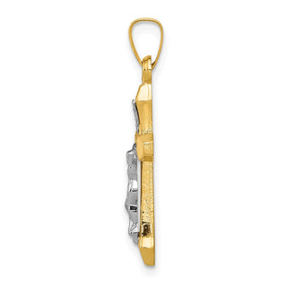14k Yellow and White Gold Inri Hollow Latin Crucifix Pendant XR315