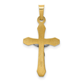 14k Yellow and White Gold Inri Hollow Latin Crucifix Pendant XR315