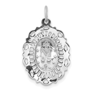 14k White Gold Miraculous Medal Solid Pendant