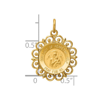 14K Yellow Gold Our Lady of Perpetual Help Medal Charm XR339