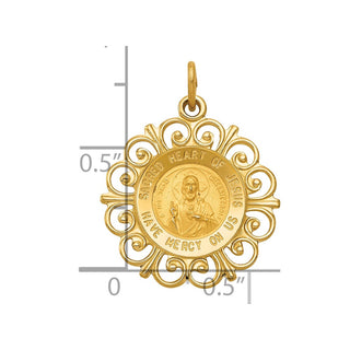 14K Yellow Gold Sacred Heart of Jesus Medal Charm XR370