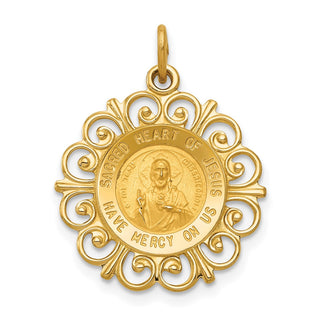 14K Yellow Gold Sacred Heart of Jesus Medal Charm XR370