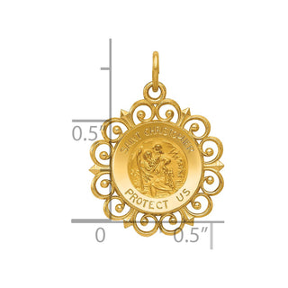 14K Yellow Gold Saint Christopher Medal Charm XR381
