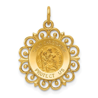14K Yellow Gold Saint Christopher Medal Charm XR381