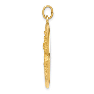 14k Yellow Gold St. Christopher Medal Pendant - 36 x 29mm, Polished & Satin