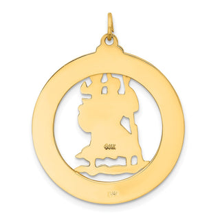 14k Yellow Gold St. Christopher Medal Pendant - 36 x 29mm, Polished & Satin