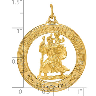 14k Yellow Gold Saint Christopher Medal Pendant XR382