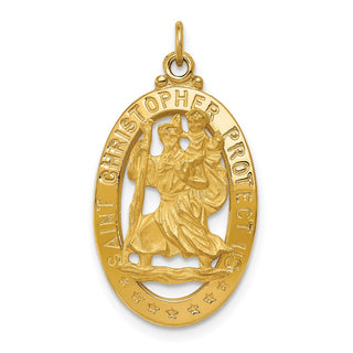 14k Yellow Gold Saint Christopher Medal Pendant XR383