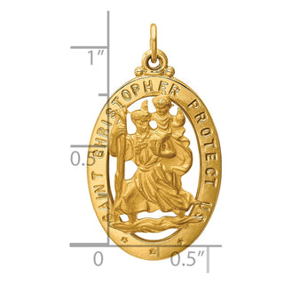 14k Yellow Gold Saint Christopher Medal Pendant XR384