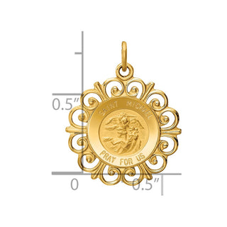 14K Yellow Gold Saint Michael Medal Charm