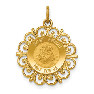 14K Yellow Gold Saint Anthony Medal Charm