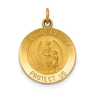14K Yellow Gold Guardian Angel Medal Charm XR389