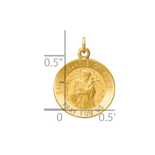 14K Yellow Gold Saint Francis of Assisi Medal Charm