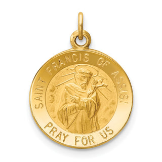 14K Yellow Gold Saint Francis of Assisi Medal Charm