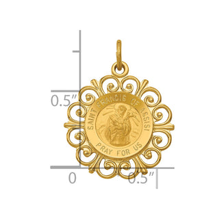 14k Yellow Gold Saint Francis Of Assisi Medal Pendant