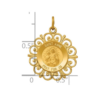 14K Yellow Gold Saint Anne Medal Charm XR395
