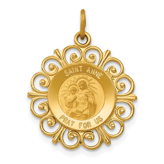 14K Yellow Gold Saint Anne Medal Charm XR395
