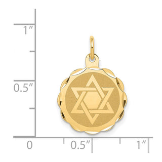14k Yellow Gold Solid Star Of David Disc Charm