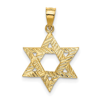 14k Yellow Gold Solid Satin Star Of David Pendant XR445