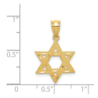 14k Yellow Gold Solid Satin Star Of David Pendant XR445